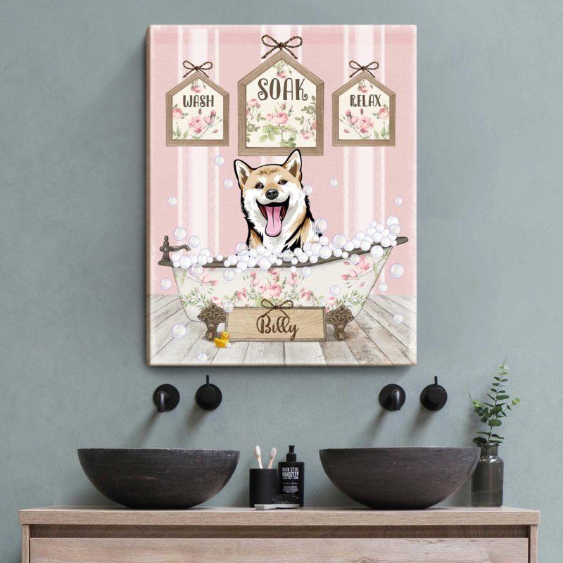 Custom Dog in Bathtub Wall Art