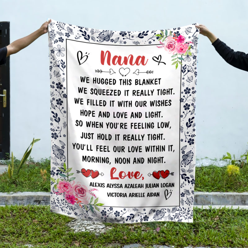Nana Blanket With Grandkids Names, Personalized Mother's Day Gifts For