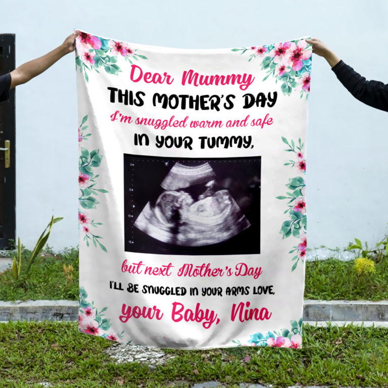 Dear Mommy Blanket From Baby Bump, Custom Photo Mother To Be Blanket