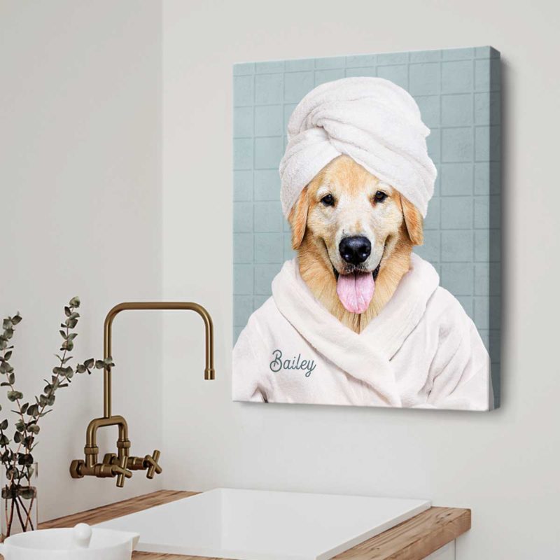 Custom Pet Portrait Of Dog In Toilet