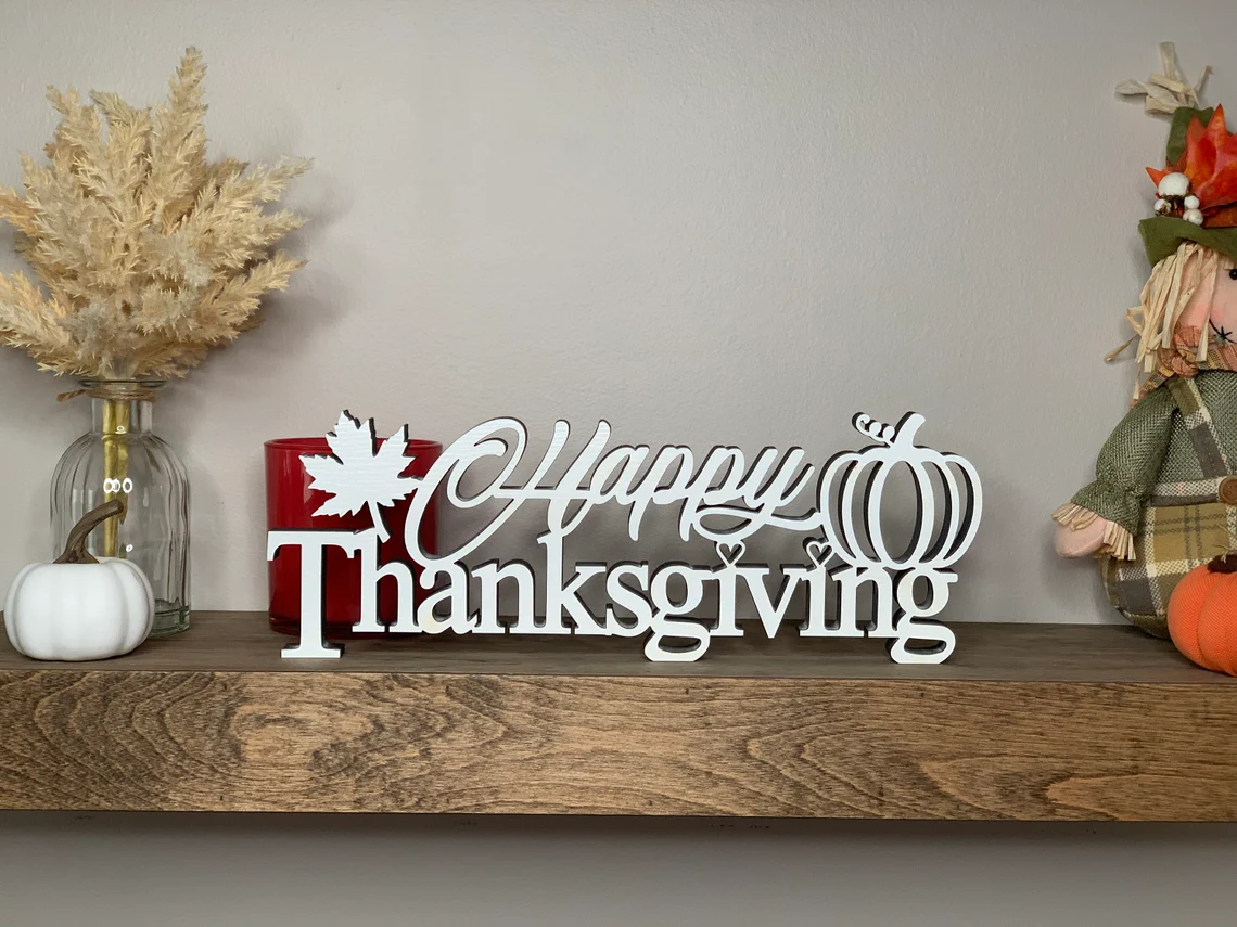 Happy Thanksgiving freestanding wood sign