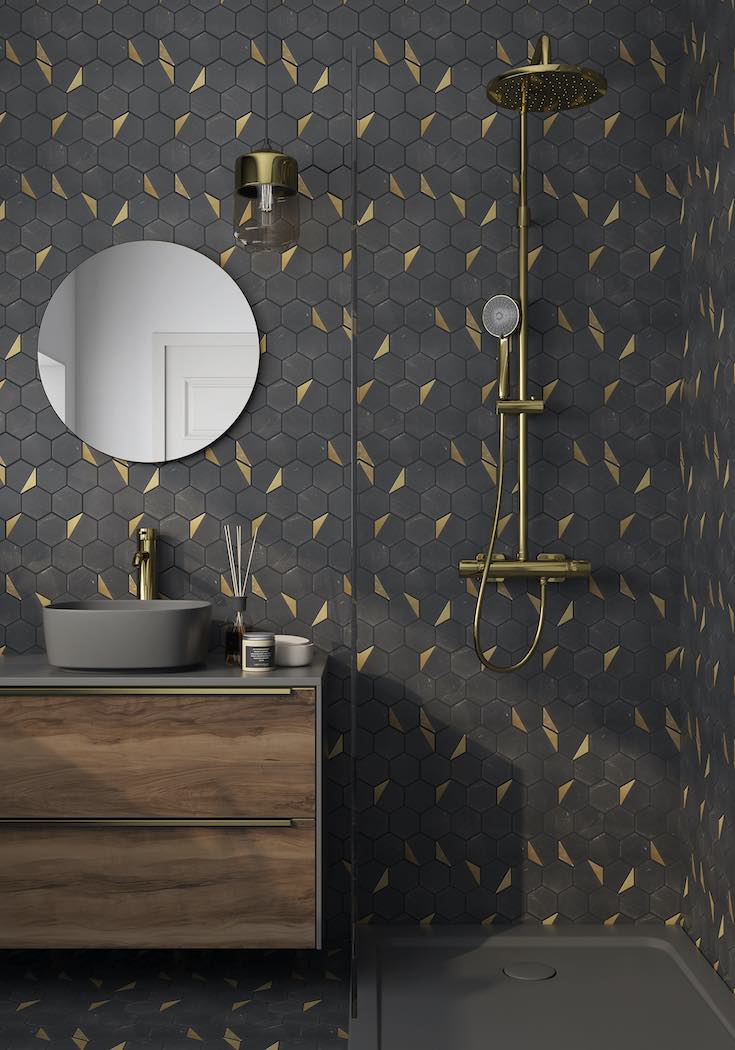 Bathroom with Black and Brass Accents1