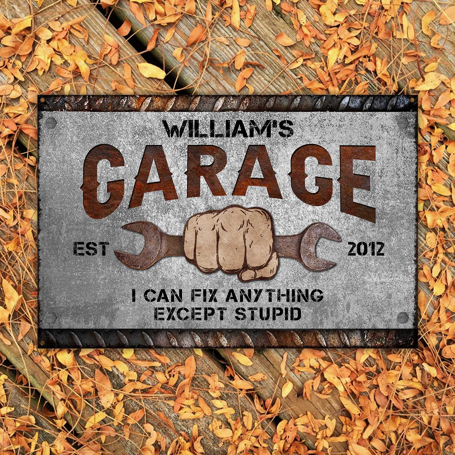 Personalized Garage Metal Sign, Custom Workshop Signs, Mancave Wall Decor