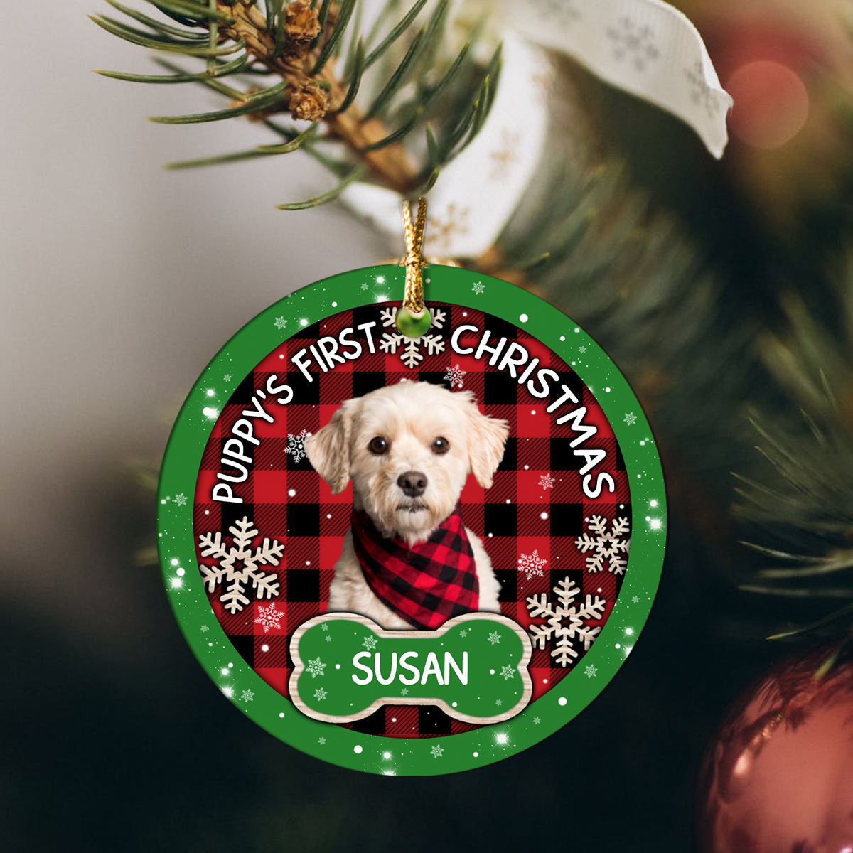 Personalized Dog Photo Ornament - Custom Pet Christmas Ornament 2023, Puppy  1st Xmas Gifts, Custom Dog Ornament Christmas, Holiday Dog Gift, Dog