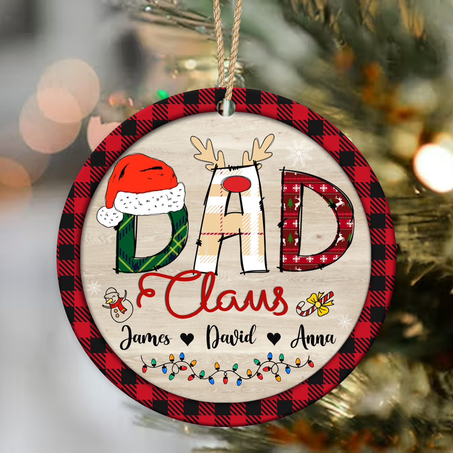 Dad Claus - Custom Dad Christmas Ornament With Kids Names - Christmas Gifts for Dad