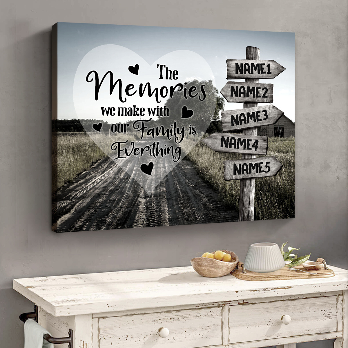 Personalized Family Name Canvas with Custom Image